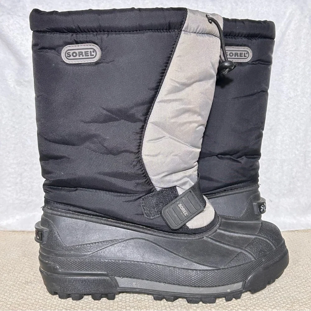 Sorel Big Kids/Youth Black/Grey Snow Goose Insulated Snow Winter Boots SZ 5